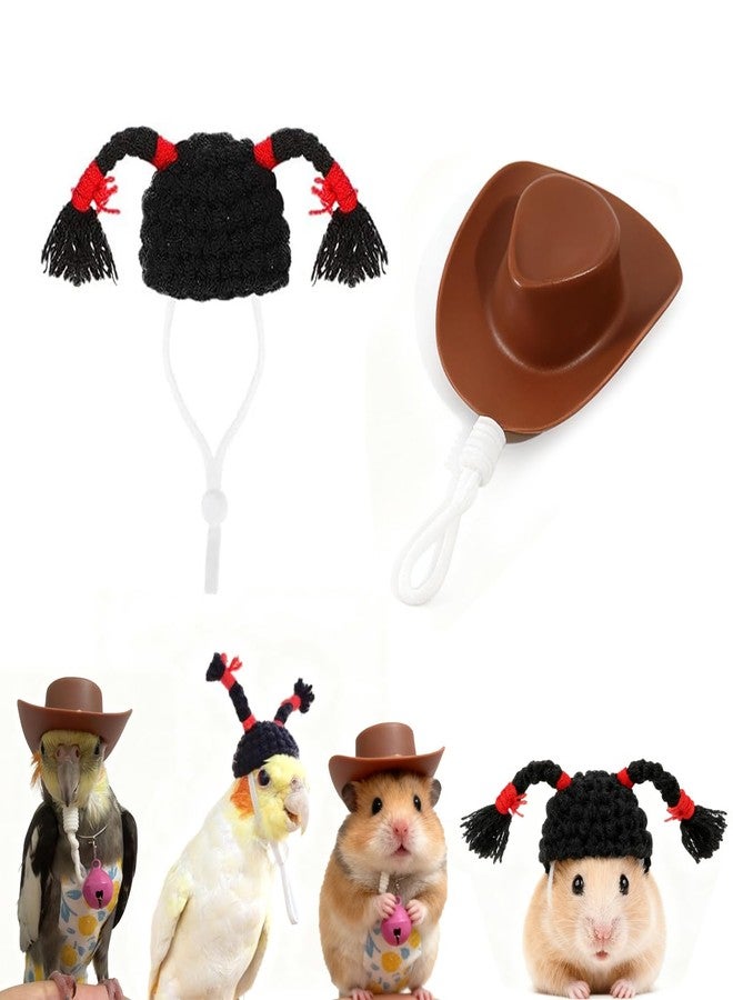 Intatikoo 2 Pcs Mini Pet Hats - Small Animal Costume Accessories for Hamster Parrot Guinea Pig Snake Lizard - Image 1